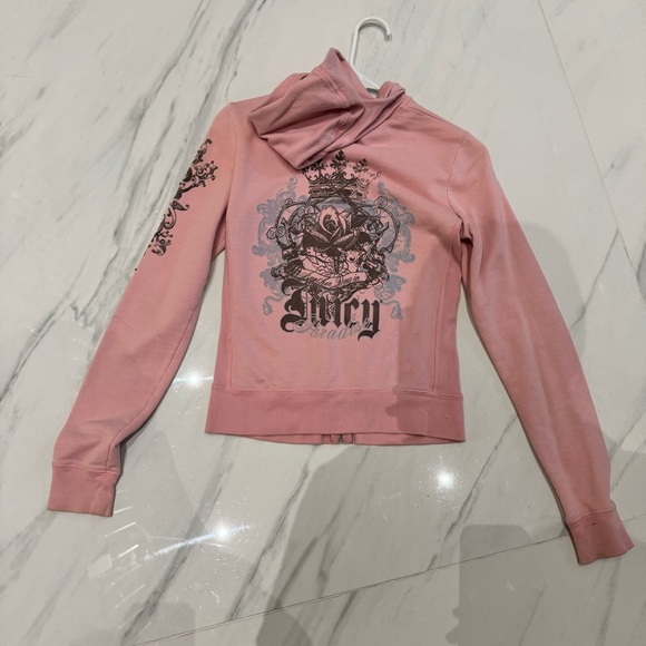 Light pink Juicy pink zip up hoodie with applique from 2005 - Picture 5 of 6